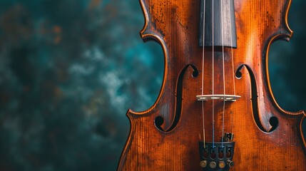 experience the art of music with a closeup on violin strings set against a classical background