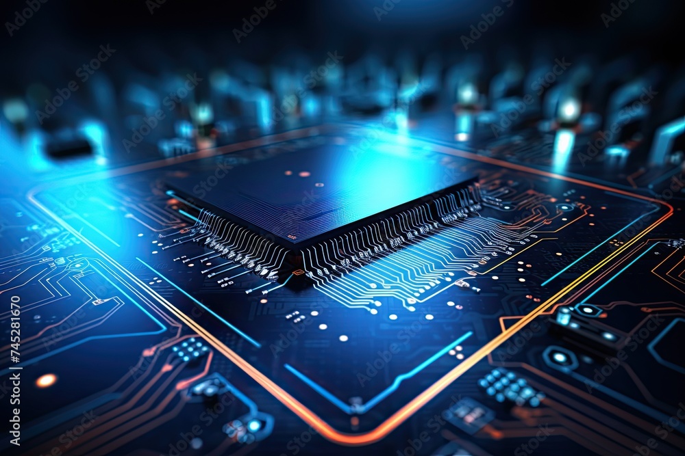 Poster information technology concept on futuristic circuit board background with tech icons