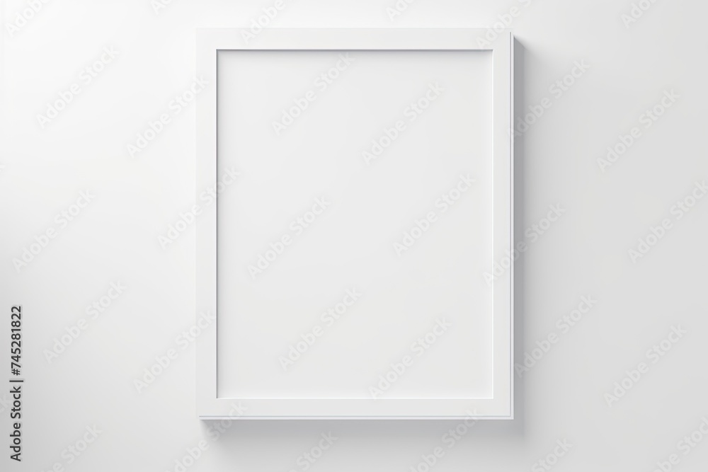 Poster white frame picture mockup on minimalist wall with window light and shadow - isolated empty board