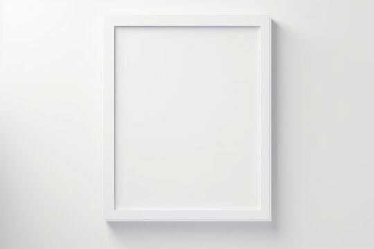 White Frame Picture Mockup on Minimalist Wall with Window Light and Shadow - Isolated Empty Board