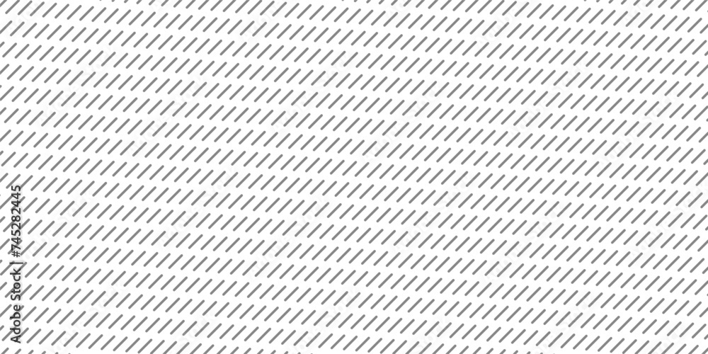 Poster Dashed diagonal lines pattern on white background, stripes grid, mesh pattern with dashes, seamless repeatable texture