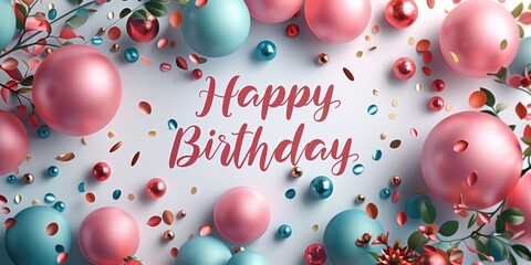 Vibrant birthday celebration decor with balloons and confetti