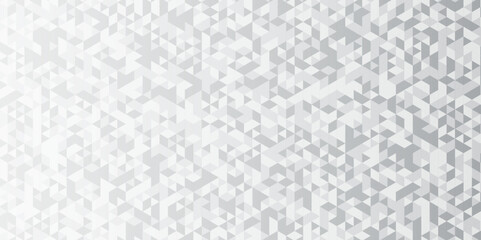	
Abstract geometric white and gray background seamless mosaic and low polygon triangle texture wallpaper. Triangle shape retro wall grid pattern geometric ornament tile vector square element.