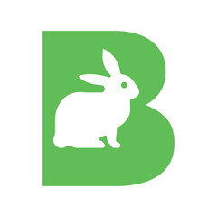 Rabbit Logo combine with letter B vector template