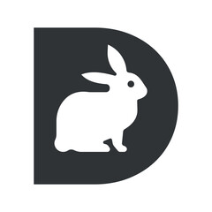 Fototapeta premium Rabbit Logo combine with letter D vector template