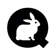 Rabbit Logo combine with letter Q vector template