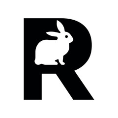 Rabbit Logo combine with letter R vector template