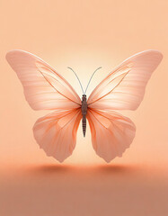 Piękny motyl w kolorze  brzoskwiniowym, dekoracja generative ai