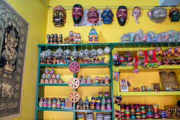 Fototapeta premium Souvenir shop in the village of Orissa, India.