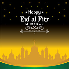 Happy Eid Mubarak Islamic illustration background template