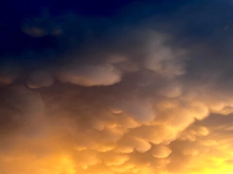 Dramatic skyscape with yellow clouds, USA
