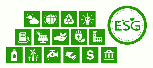 Fototapeta na wymiar ESG icon concept for environment, society and governance in sustainable business and green business. on a white background