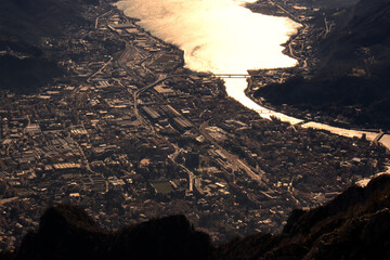 The city of Lecco seen from above.