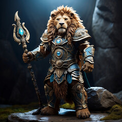 a king dressed lion generative ai