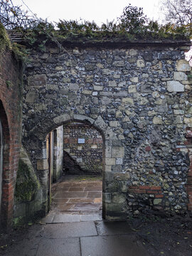 Antique Historic Secret Door in a Stone Wall