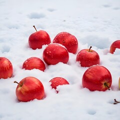 red apples in snow