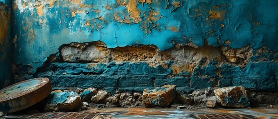An old wall with peeling layers of paint in various colors, displaying a textured surface. Peeling Paint on an Old Metal Wall
