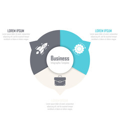 Circle infographic template for cycle diagram, graph, chart or web design. Business concept with 3 steps, options or processes. Isolated on white background.