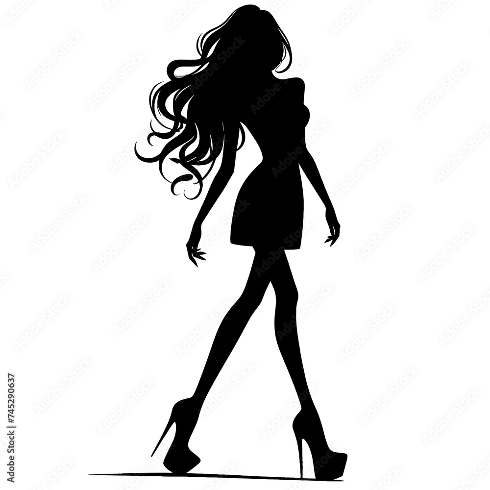 Wall mural silhouette of a glamorous girl