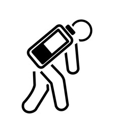 tired concept line icon, tired person icon, battery needs charging, flat line icon isolated on white
