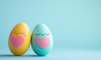 two cute easter eggs with hearts for a lovely easter fest - 745290652