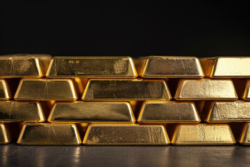 Stack of Gold Bars on Table
