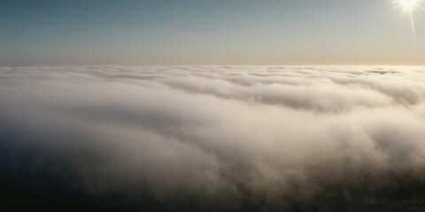 Obraz premium Panoramic view of an abstract fog with white cloudiness moving on a black background with copy space for text