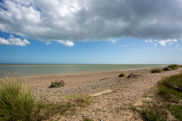 Fototapeta na wymiar Looking out to sea at Dunwich Suffolk