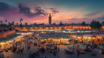 Fototapeta na wymiar Street marketplace. Arabic bazaar. Blurred, unfocused background.