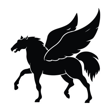 Angry pegasus silhouette illustration