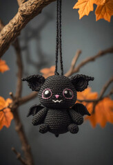 Knitted from wool cute bat, Japanese art - amigurumi
