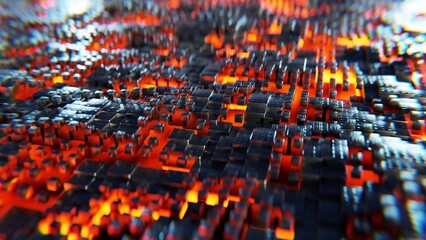 Obraz premium Technology cyberspace with neon glow. Sci-fi 