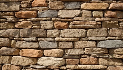 Fototapeta premium Brick stacked stone wall background horizontal pattern