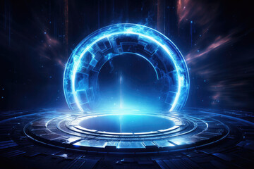 Futuristic Portal Emitting Blue Light
