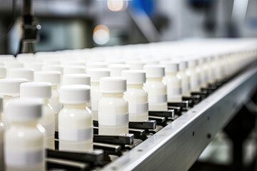 Conveyor Belt Filled With Bottles