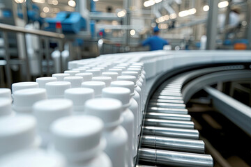 Conveyor Belt Filled With White Cups