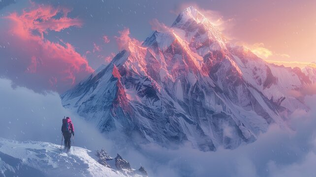  Soft pastel tones framing a mountain landscape at dawn