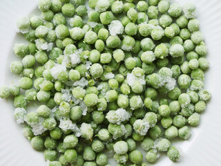 Pea texture. Frozen food. Vegan diet. Healthy nutrient 