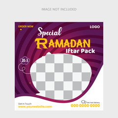 Ramadan food sale social media post Restaurant banner design with an editable post design
