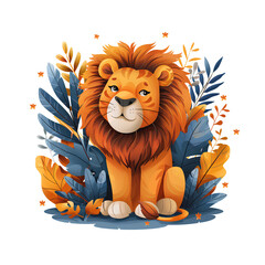 lion and leaves illustration apparel design