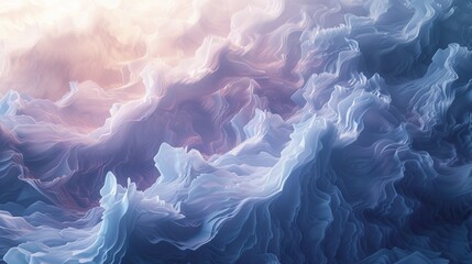 Ethereal waves of light and shadow intertwining, forming a captivating abstract landscape that...