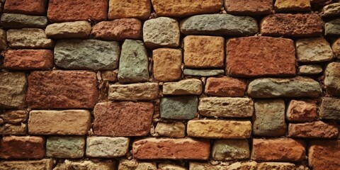 Obraz premium old red and brown mix stone wall brick background texture