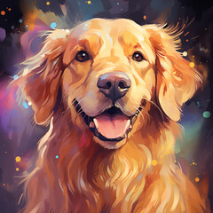 Golden Retriever Dog oil painting art