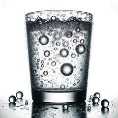 cold glass of water with large drops of condensation on them on white background