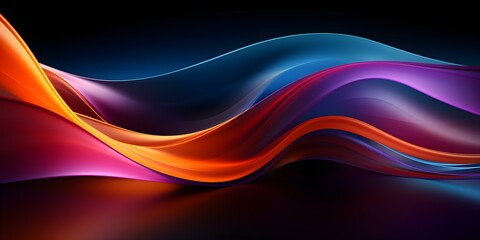 Vibrant abstract shapes swirl on a dark background, inviting storytelling. Concept Abstract art, Swirling shapes, Dark background, Vibrant colors, Storytelling