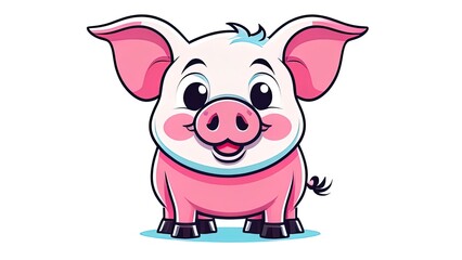 Colorful playful fun drawing of pig piglet for Logo mascot and icon or sign template  stock illustration