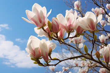 Magnificent M: Marvelous Magnolia Tree in Sunny Bloom. 