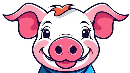 Colorful playful fun drawing of pig piglet for Logo mascot and icon or sign template stock illustration