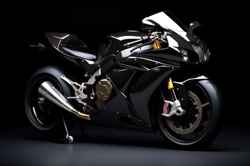 Powerful Black Sport Bike on the Road. Motorcycle for Speed Demons and Thrill-Seekers Alike