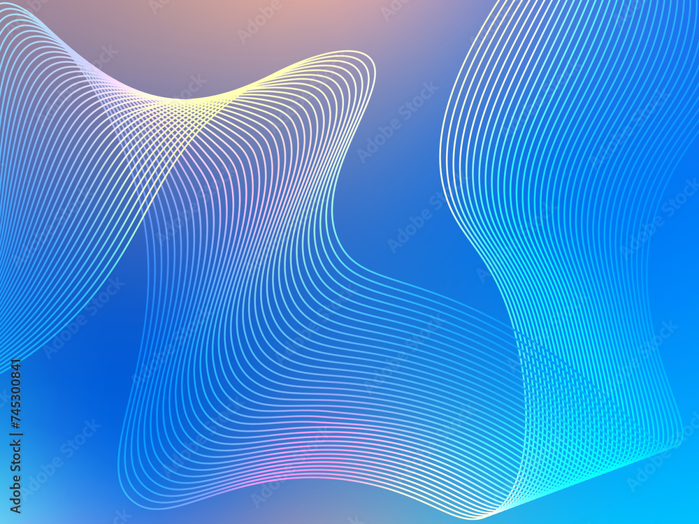 Poster dynamic wave lines background shining digital abstract with futuristic technology concept